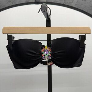Victoria's Secret Black Rhinestone Y2K Swim Top